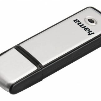 Hama Fancy 128GB USB 2.0 Memory Pen, Brushed Aluminium, Cap, Keyring, Black/Silver