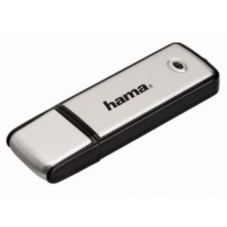 Hama Fancy 64GB USB 2.0 Memory Pen, Brushed Aluminium, Cap, Keyring, Black/Silver