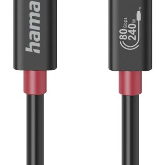 Hama USB4 V2 80Gbps Type-C Male to Male Cable, E-Marker, 5A, 240W, 1 Metre, Black