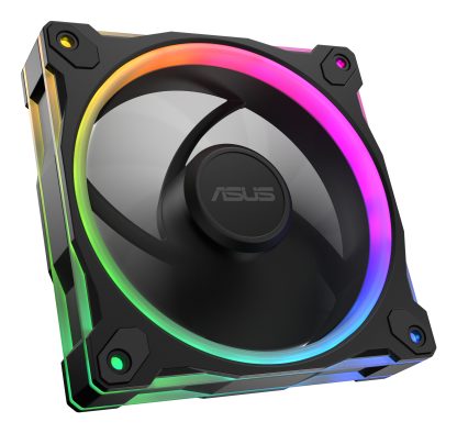 Asus Prime MR120 ARGB Reverse Blade 12cm PWM Case Fan, Sleeve Bearing, 28mm Frame, Dual-Sided Lighting, 1600 RPM, Black
