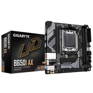 GIGABYTE B650I AX Motherboard - AMD Ryzen 9000 Series CPUs, 5+2+1 Phases VRM, up to 6400MHz DDR5 (OC), 1xPCIe 4.0 M.2, 2.5GbE LAN, WIFI 6E, USB 3.2 Gen 2
