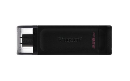 Kingston DT70/256GB DataTraveler 256GB USB Flash Drive, USB 3.2,  USB-C, Gen1, 80MB/s, Cap Design, Black, Retail.