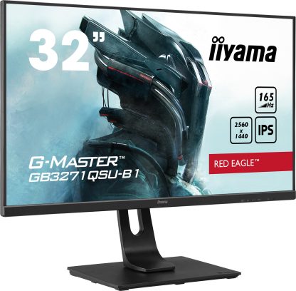 iiyama G-Master GB3271QSU-B1 32 Inch Red Eagle Gaming Monitor, IPS, 2560x1440, 1ms, 165hz, FreeSync, HDMI, Display Port, USB Hub, Speakers, Int PSU, Height Adjustable