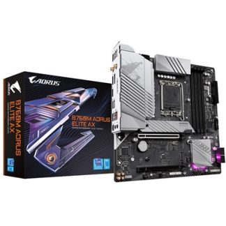 GIGABYTE B760M AORUS ELITE AX Motherboard - Supports Intel Core 14th Gen CPUs, 12*+1+1 Phases Digital VRM, up to 7800MHz DDR5 (OC), 2xPCIe 4.0 M.2, Wi-Fi 6E, 2.5GbE LAN, USB 3.2 Gen 2