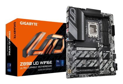 Gigabyte Z890 UD WIFI6E Ultra Durable Intel 1851 Socket Motherboard, ATX, 4x DDR5 Slots, 3x M.2 Sockets, 2x USB-C Port, 2.5GbE LAN, 1x DisplayPort / 1x USB-C (USB4)