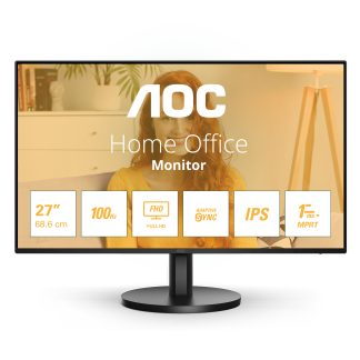 AOC 27B3HA2 27 Inch IPS Monitor,  Widescreen, Full HD, VGA, HDMI, 1ms, 100Hz, Internal PSU, Speakers, VESA, Black