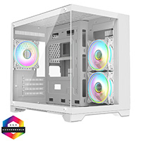 CiT Concept White MATX Gaming Cube with Tempered Glass Front and Side Panels with 3 x CiT Tornado Dual-Ring Infinity Fans