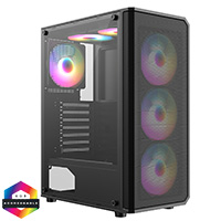 CiT Delta Black ATX Gaming Case with MeshABS Front  30 Tinted Tempered Glass Side  6 x Inner-Ring ARGB Fans  6-Port MB Sync Hub