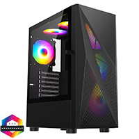 CiT Falcon Black ATX Mesh PC Gaming Case with 6 x 120mm ARGB Fans Included With Hinged Tempered Glass Side Panel