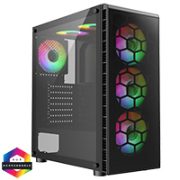 CiT Raider Black ATX Gaming Case with 70 Percent Tint TG Front with 30 Percent Tint TG Side Panel and 6 x Inner-Ring Infinity Fans