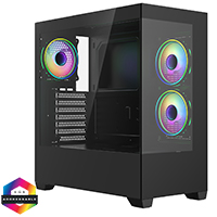 CiT Sense Black ATX Gaming Case with Tempered Glass Front and Side Panels with 3 x CiT Tornado Dual-Ring Infinity Fans