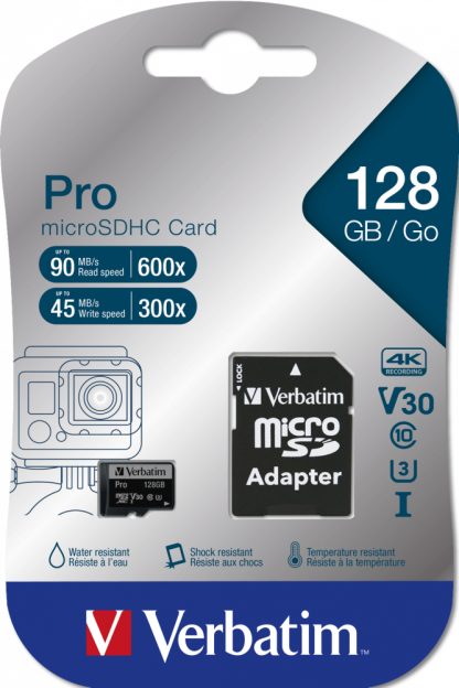 Verbatim Micro Sdxc Card Pro Uhs-3 128Gb Class10 inc Adaptor