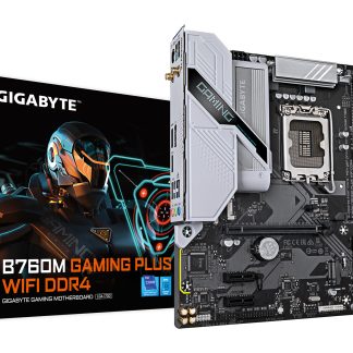 Gigabyte B760M GAMING PLUS WIFI DDR4 Intel 1700 Socket Motherboard, Micro-ATX, 4x DDR4 Slots, 2x M.2 Sockets, 1x USB-C Port, Fitted I/O Shield, GbE LAN, Wi-Fi 6, 1x DisplayPort / 1x HDMI Port