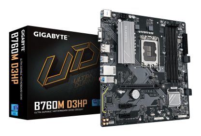 Gigabyte B760M D3HP Intel 1700 Socket Motherboard, Micro-ATX, 4x DDR5 Slots, 2x M.2 Sockets, 1x USB-C Port, GbE LAN, 1x D-Sub / 1x DisplayPort / 1x HDMI Port