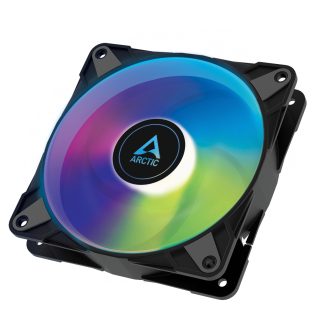 ARCTIC 120mm P12 Pressure Optimised PWM PST ARGB Case Fan, Fluid Dynamic, 12 LEDs, 0-2000 RPM, 0dB Mode, Black