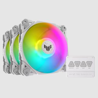 Asus TUF Gaming TF120 ARGB 120mm PWM Case Fans (3 Pack), Fluid Dynamic Bearing, Double-layer LED Array, Up to 1900 RPM, ARGB Hub included, White Edition