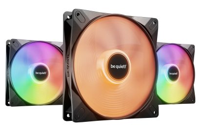 Be Quiet! (BL130) Light Wings LX 140mm PWM High-Speed ARGB Case Fans (3 Pack), Rifle Bearing, Impeller w/ 16 LEDs, Daisy-Chain, Up to 1800 RPM, Black