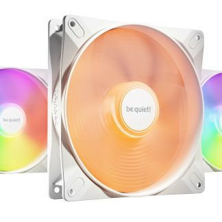 Be Quiet! (BL131) Light Wings LX 140mm PWM High-Speed ARGB Case Fans (3 Pack), Rifle Bearing, Impeller w/ 16 LEDs, Daisy-Chain, Up to 1800 RPM, White