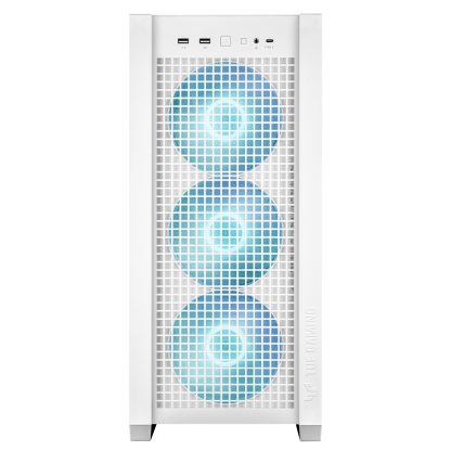 Asus TUF Gaming GT302 ARGB Case w/ Glass Window, E-ATX, 4x ARGB Fans, Interchangeable Side Panel, USB-C, Asus BTF Compatible, White