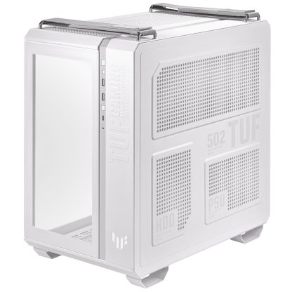 Asus TUF Gaming GT502 Plus Case w/ Front & Side Glass Windows, ATX, Dual Chamber, Modular Design, 4x ARGB Fans & Lighting Hub, USB-C, Carry Handles, White