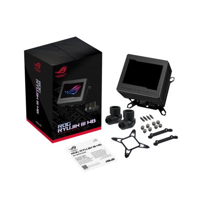 Asus ROG Ryujin III WB CPU Water Block, Full-Colour 3.5" LCD Customisable Screen, Embedded VRM Fan, Black