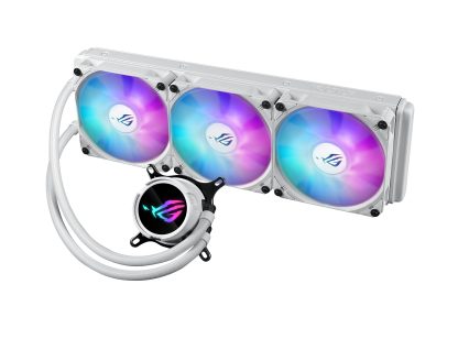 Asus ROG STRIX LC III 360 ARGB White Liquid CPU Cooler, 360mm, 7th Gen v2 Asetek Pump, ARGB Fans, Rotatable Water Block