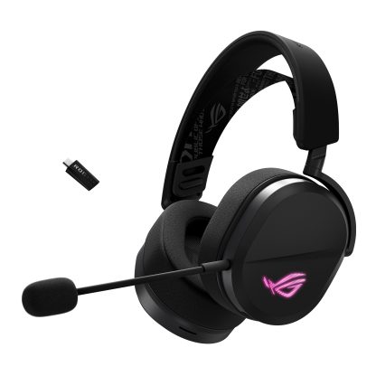 Asus ROG Pelta Tri-Mode RGB Wireless Lightweight Gaming Headset, 2.4GHz/Btooth/USB-C, 50mm Titanium Drivers, 10mm Super-Wideband Mic