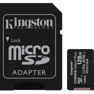 Kingston 128GB Canvas Select Plus MicroSDXC Card with SD Adapter, UHS-I Class 10, U1, A1 App Performance, 100MB/s