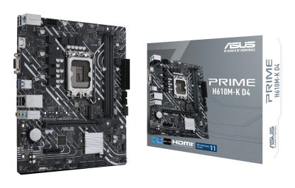 Asus PRIME H610M-K D4, Intel H610, 1700, Micro ATX, 2 DDR4, VGA, HDMI, PCIe4, 1x M.2