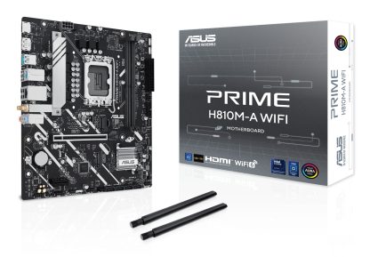 Asus PRIME H810M-A WIFI, Intel H810, 1851, Micro ATX, 2 DDR5, HDMI, DP, Wi-Fi 6E, GB LAN, 2x M.2