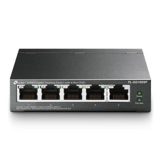 TP-LINK  (TL-SG1005P) 5-Port Gigabit Unmanaged Desktop Switch, 4 Port PoE+, Steel Case
