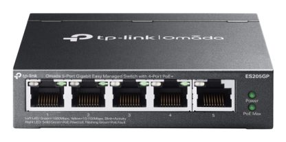 TP-LINK (ES205GP) Omada 5-Port Gigabit Easy Managed Switch with 4-Port PoE+, 5x GB Ports, Metal Casing