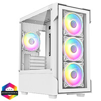 CiT Tornado White Micro-ATX Gaming Case With 4 x 120mm Dual-Ring ARGB Infinity Fans and Tempered Glass Panels