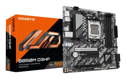 Gigabyte B850M D3HP AMD AM5 Socket Motherboard, Micro-ATX, 4x DDR5 Slots, 2x M.2 Sockets, 2x USB-C Port, GbE LAN, 2x DisplayPorts / 1x HDMI Port