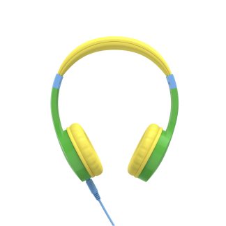 Hama (Kids Guard) Childrens Headset, Volume Limiter, Microphone, Flexible Headband, Inline Controls, Green/Yellow