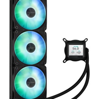 Asus PRIME LC 360 ARGB LCD Liquid CPU Cooler, 360mm, Daisy-Chainable ARGB Fans, LCD Display w/ CPU & GPU Monitoring, Black