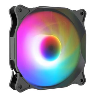 Vida Pulsar 120mm ARGB Fan for Vida GENESIS & TYPHOON Cases, 9 LEDs, Hydraulic Bearing, 1200 RPM, 4-pin (Daisy Chain Header), Black