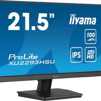 iiyama PROLITE XU2293HSU-B7 22 inch IPS Monitor, Full HD, 1ms, USB Hubx2, HDMI, DisplayPort, Freesync, 100Hz, Speakers, Black, ACR, Internal PSU, VESA