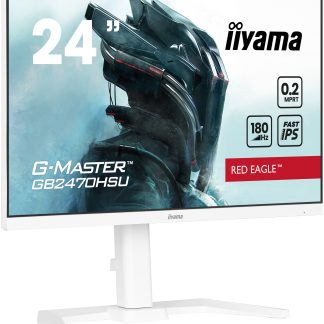 iiyama G-MASTER GB2470HSU-W6 Red Eagle 23.8 inch IPS Monitor, Full HD, 0.2ms, HDMI, DisplayPort, USB Hub, Freesync, 180Hz, Speakers, Internal PSU, Height Adjustable, Pivot, VESA, White