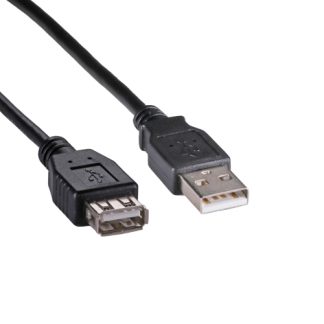 CNL 1M USB-A 2.0 M-F Bk PVC Ext.