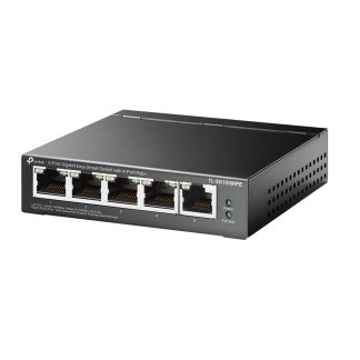 TP-LINK (TL-SG105MPE) 5-Port Gigabit Easy Smart Switch with 4-Port PoE+, Steel Case
