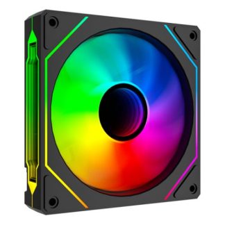 Vida Infinity02 Reverse Blade 120mm ARGB PWM Case Fan, Hydraulic Bearing, Infinity Mirror Effect on Centre & Sides, 800-1800 RPM, Black