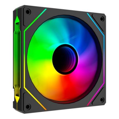 Vida Infinity02 Reverse Blade 120mm ARGB PWM Case Fan, Hydraulic Bearing, Infinity Mirror Effect on Centre & Sides, 800-1800 RPM, Black