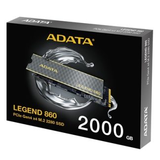 Adata Legend 860 (SLEG-860-2000GCS) 2TB NVMe SSD, PCIe Gen4, M.2 Interface, 2280, Read 6000 MB/s, Write 5000 MB/s, Heatsink 5 Year Warranty
