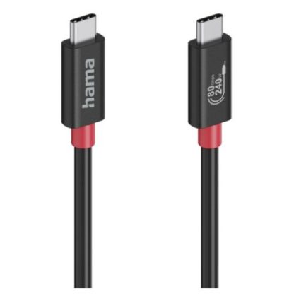 Hama USB4 V2 80Gbps Type-C Male to Male Cable, E-Marker, 5A, 240W, 1 Metre, Black