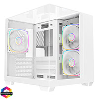 CiT Eclipse Mini White Micro-ATX Gaming Case With Three-Sided Tempered Glass and 3 x 120mm PWM ARGB Fans With 6-Port Hub Included