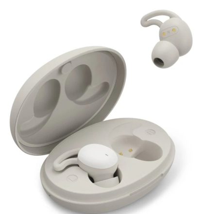 Hama (Spirit Calm) Bluetooth Earbuds with Mic, Ear Hooks, True Wireless, Touch Control, Voice Control, Charging Case, White/Grey