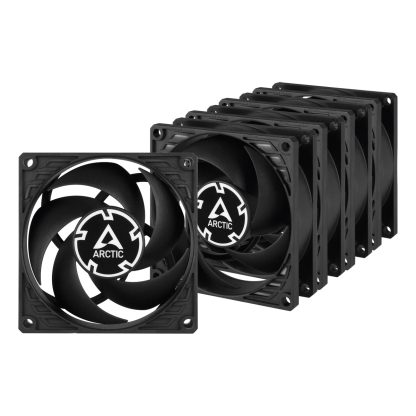 ARCTIC P8 80mm Pressure Optimised PWM PST Case Fan w/ Cable Splitter (5 Pack), Black, Fluid Dynamic, 200-3000 RPM, Value Pack