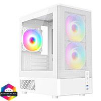 CiT F3 White Micro-ATX Mesh PC Gaming Case with 3 x 120mm ARGB Fans Included With Tempered Glass Side Panel
