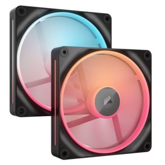Corsair iCUE LINK LX140-R 140mm PWM Reverse Blade RGB Case Fans (2-Pack), 18 RGB LEDs, Magnetic Dome Bearing, 2000 RPM, iCUE LINK Hub Included, Black